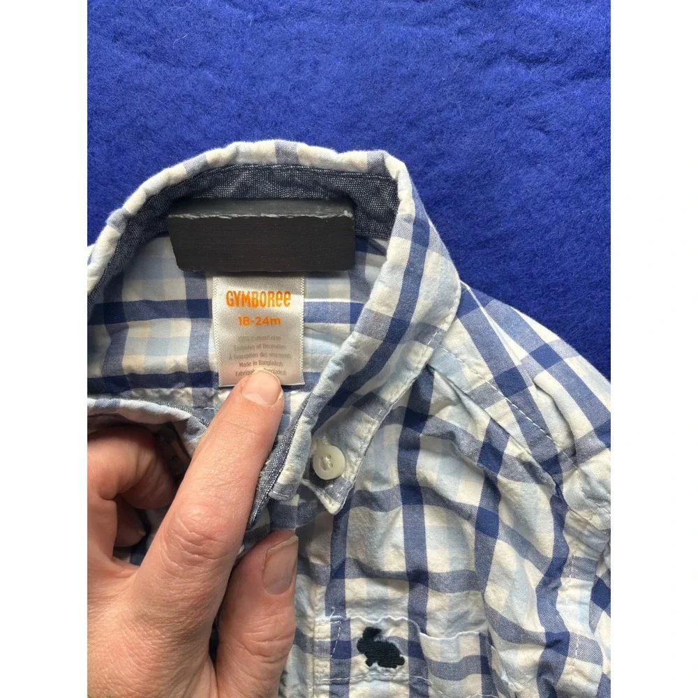 [Preppy] Toddler Gymboree Gingham Button Down Shirt 18-24M Blue‎